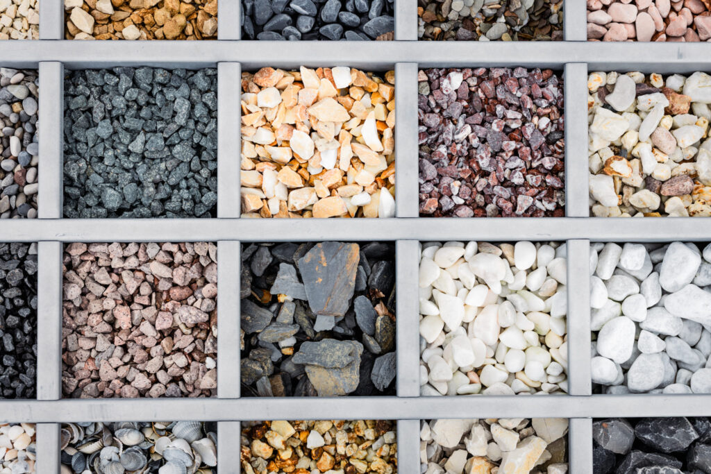Verschillende soorten grind en split